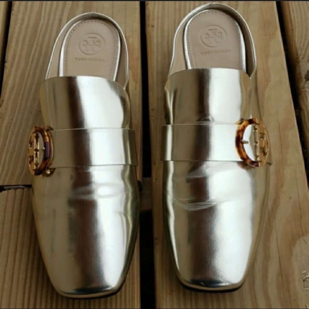 Tory Burch Sidney Mule Style Shoes Gold Size 11